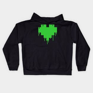 Green Dripping Pixel Heart Kids Hoodie